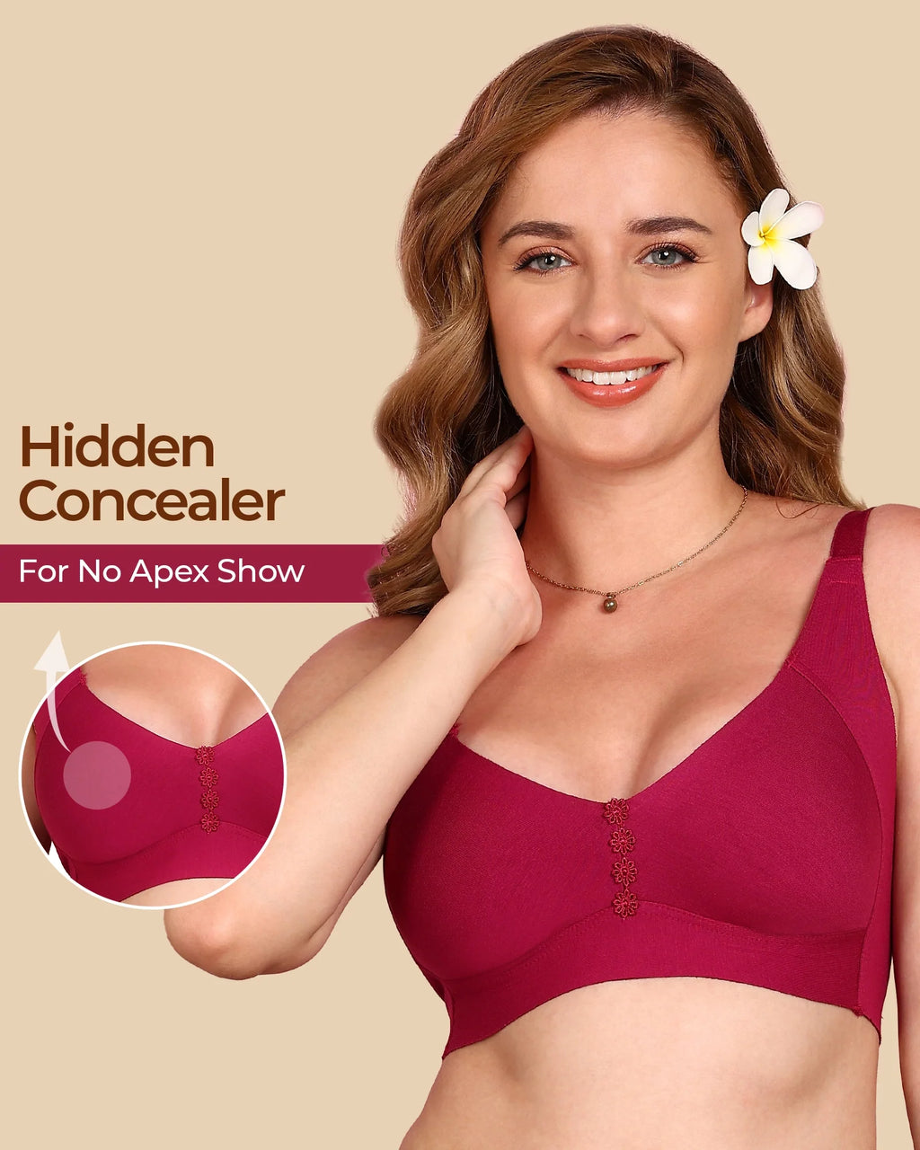 Swanz  Bonded Breathable Cotton Plus-Size Non-Padded M-Frame Minimiser with Hidden Concealer (SB-9303)