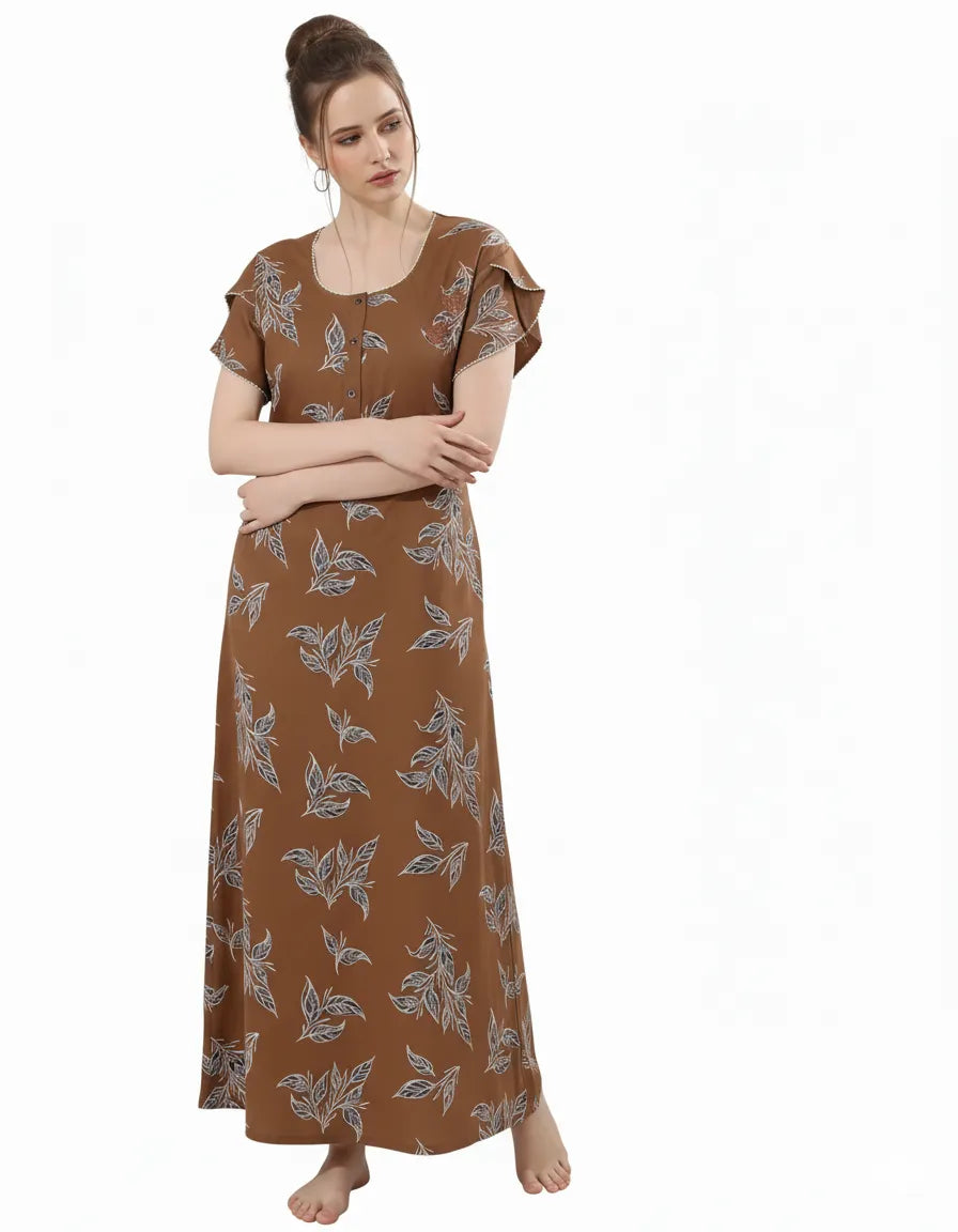 Arolisa Printed Rayon Alpine Nighty – Comfortable, Relaxed Fit (L/XL)