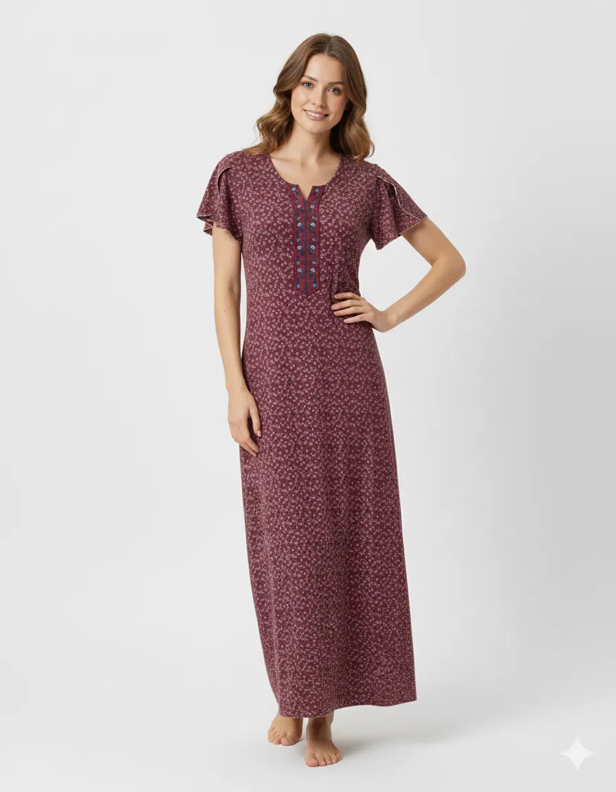 Arolisa Printed Rayon Alpine Nighty – Comfortable, Relaxed Fit (L/XL)