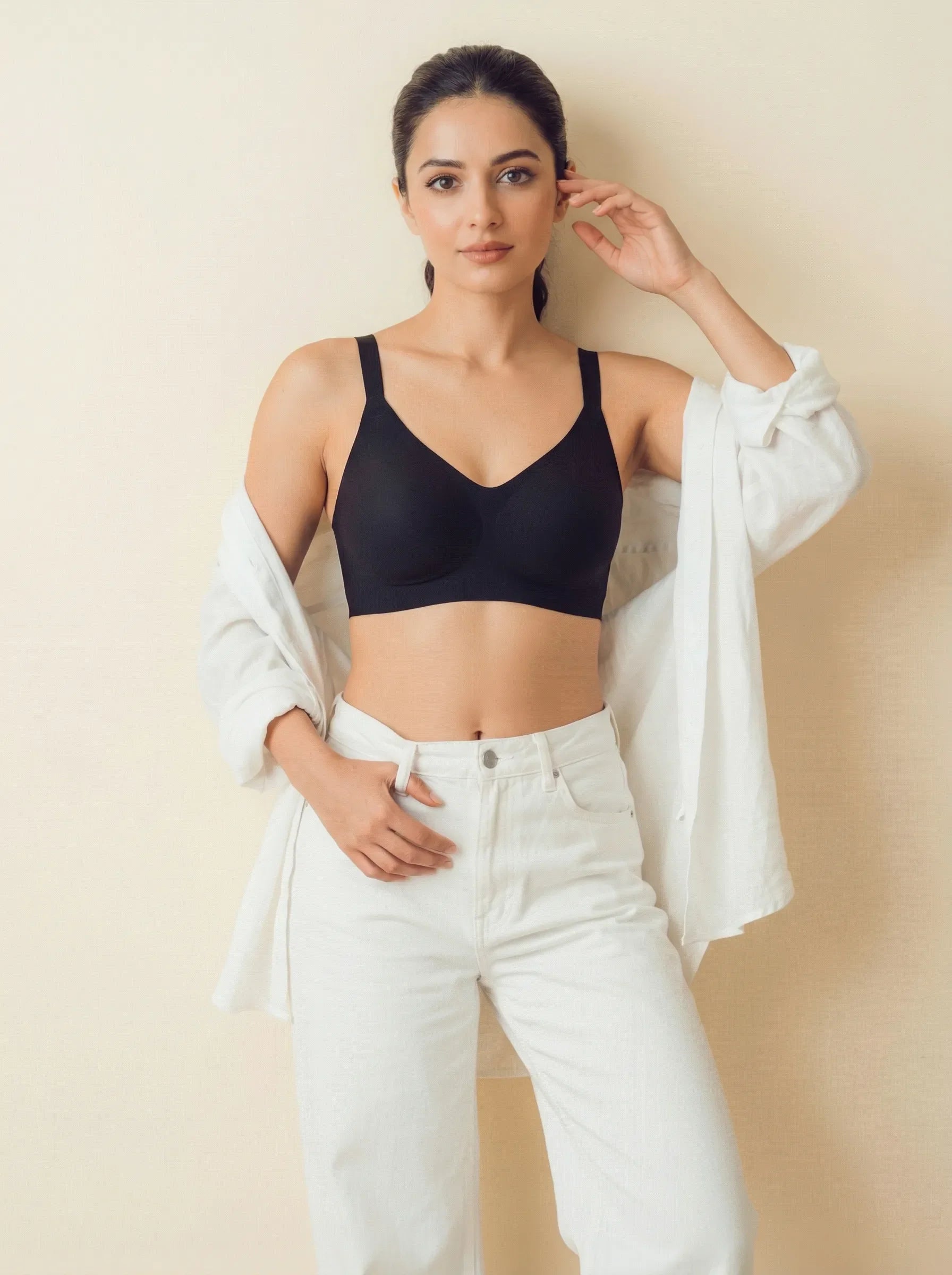 Cotton Padded Full Coverage Bonded Bra (SB-938-Black)