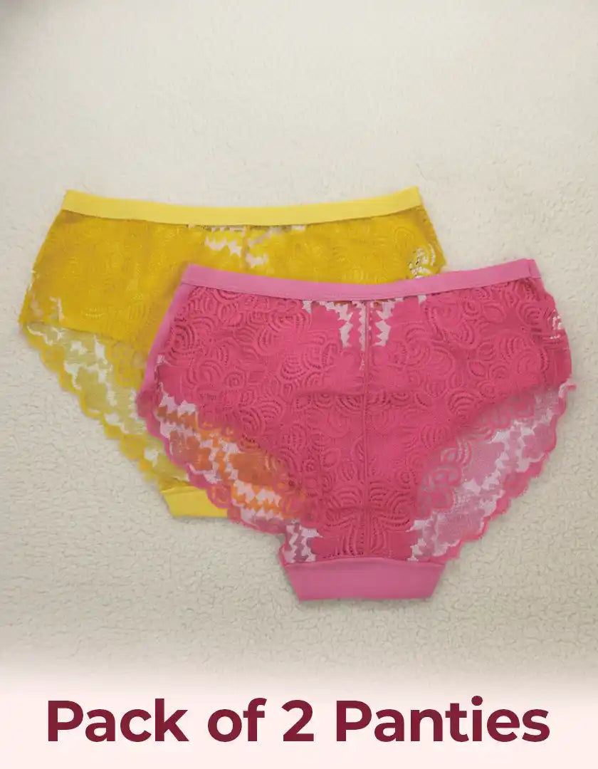 Swanz  Lace Panty Elegant Soft Stretch Intimate Wear (Pack of 2)