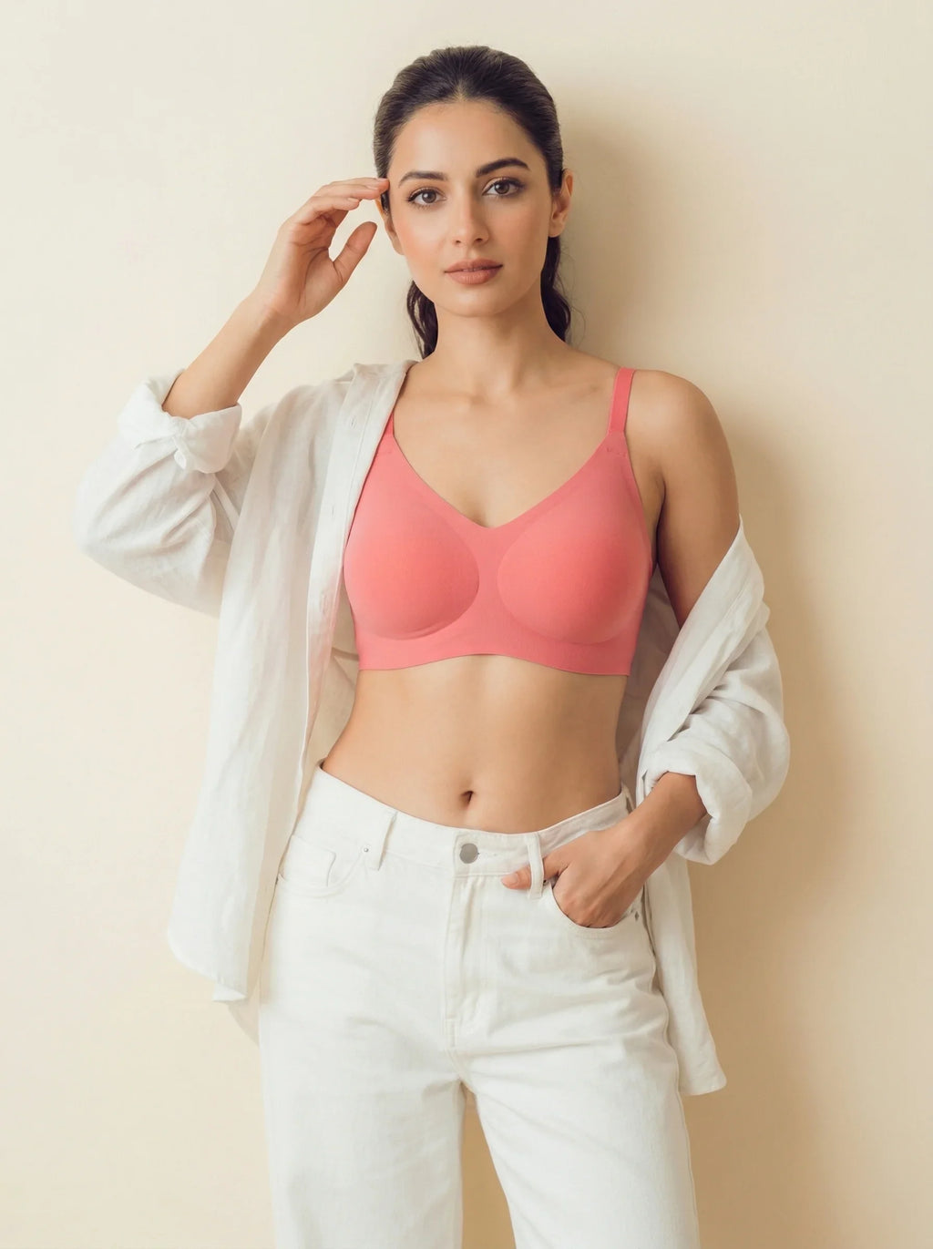 Cotton Padded Full Coverage Bonded Bra (SB-938-Coral)
