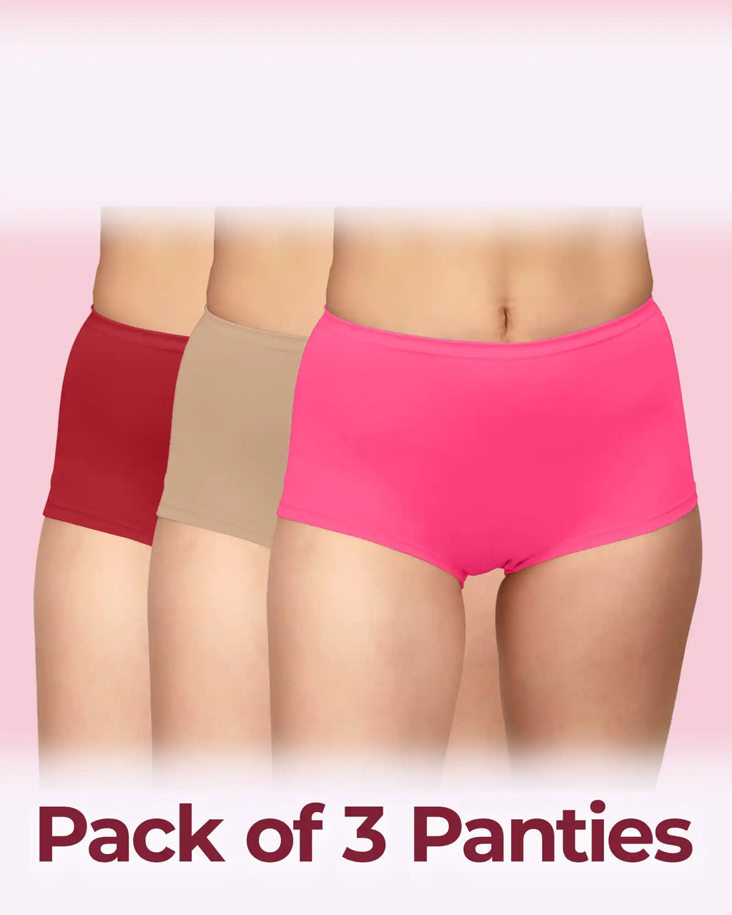 Swanz  High-Rise Cotton Stretch Boyshorts Full Coverage, Seamless Comfort Everyday Essentials (Pack Of 3)