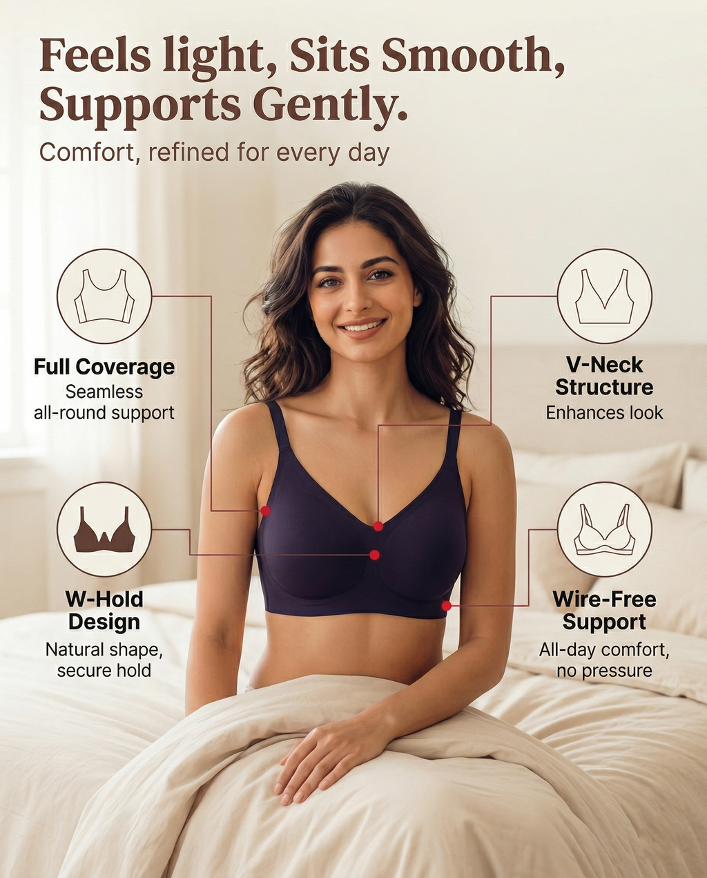 Cotton Padded Full Coverage Bonded Bra (SB-938-Navy)