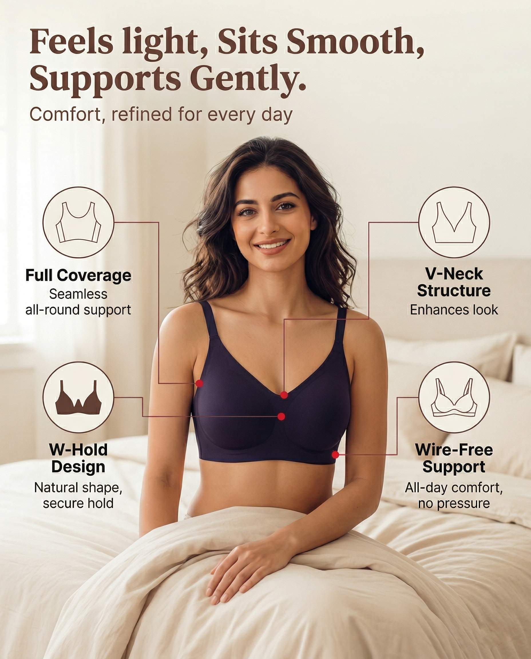 Cotton Padded Full Coverage Bonded Bra (SB-938-Navy)