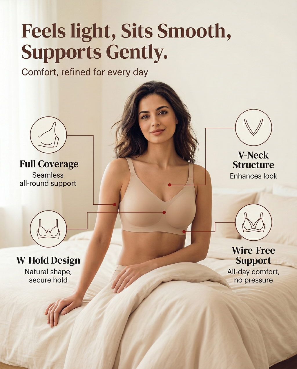 Cotton Padded Full Coverage Bonded Bra (SB-938-Skin)