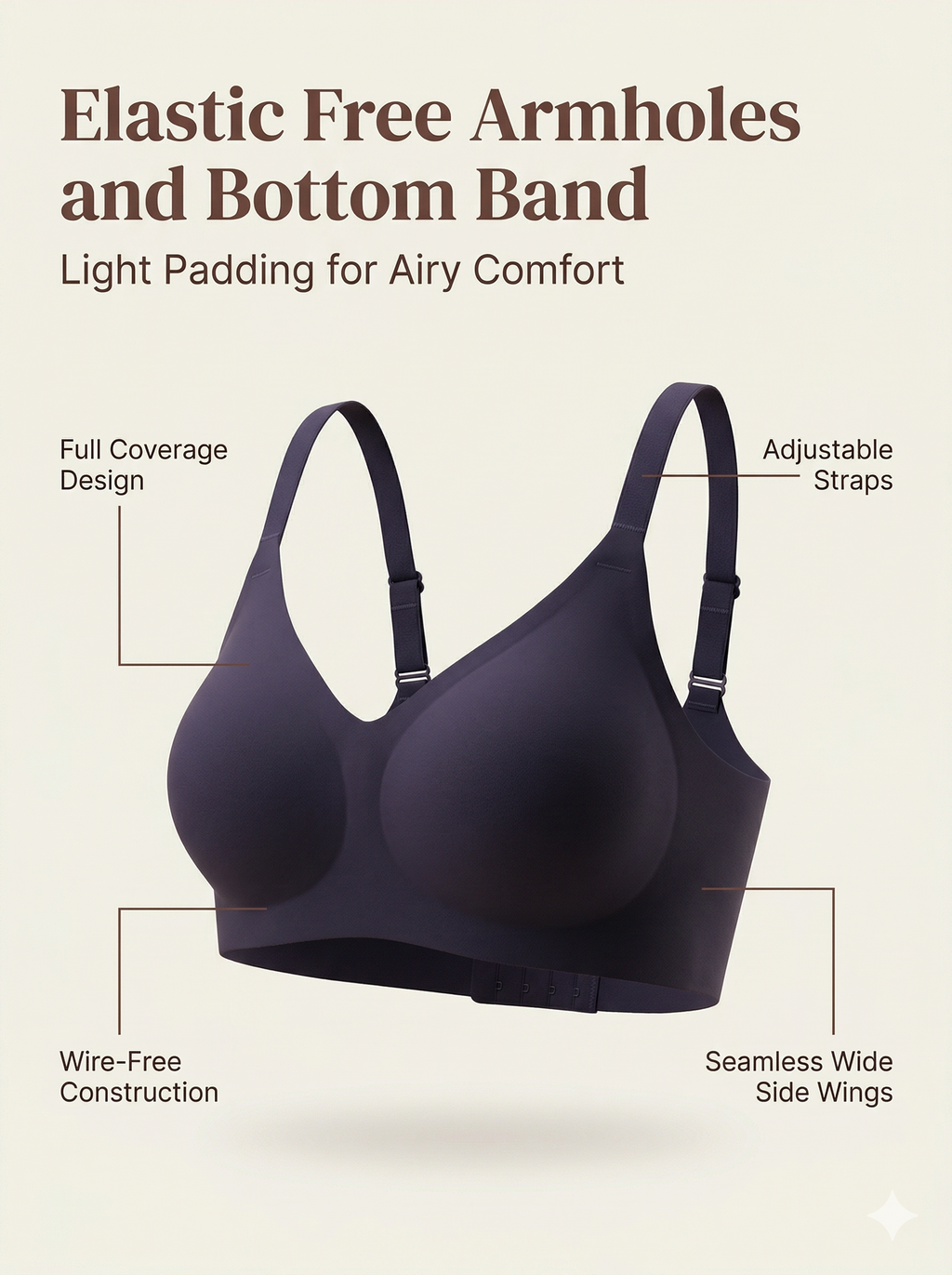 Cotton Padded Full Coverage Bonded Bra (SB-938-Navy)