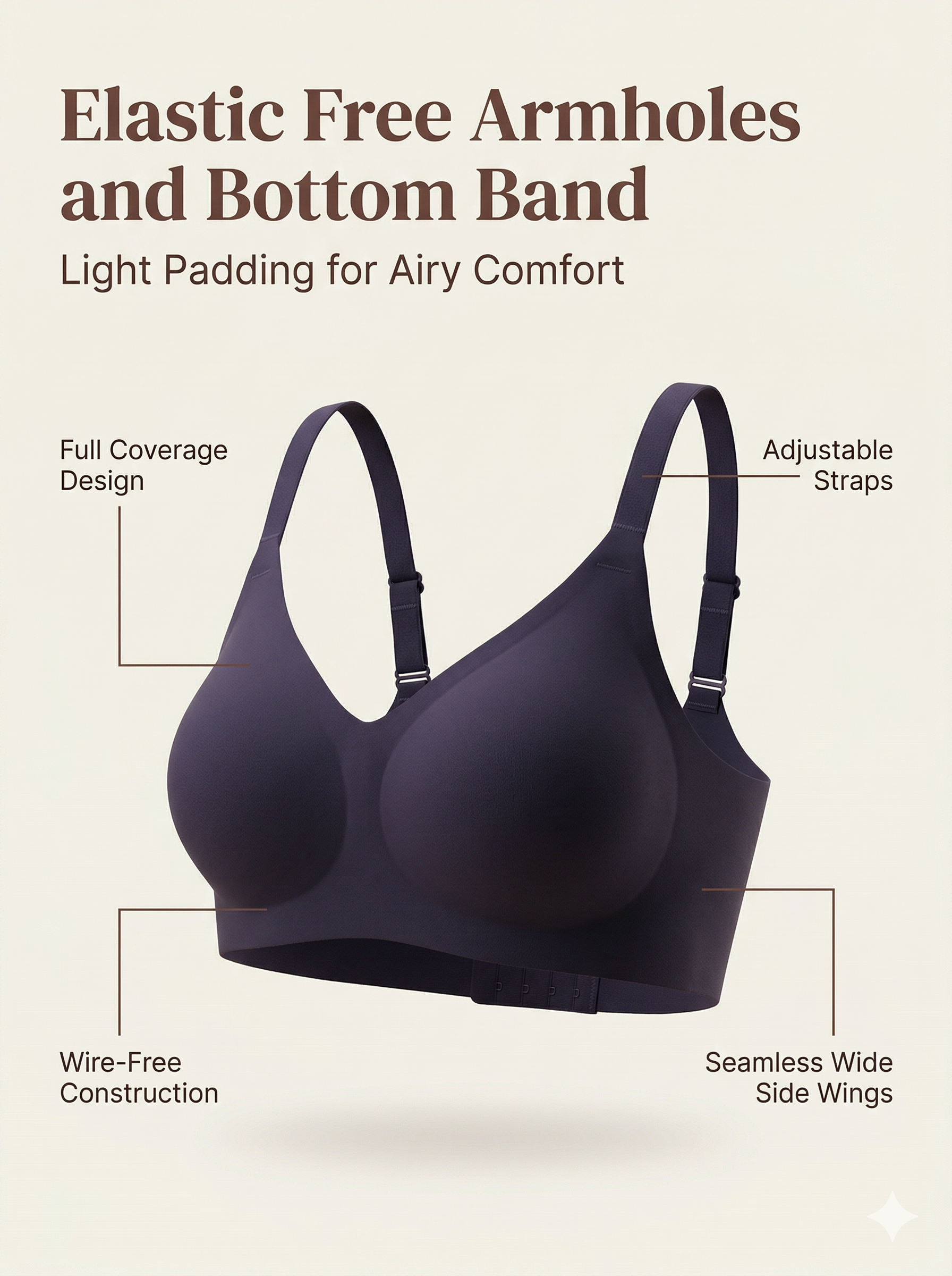 Cotton Padded Full Coverage Bonded Bra (SB-938-Navy)