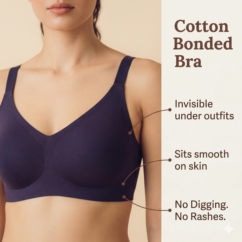 Cotton Padded Full Coverage Bonded Bra (SB-938-Navy)