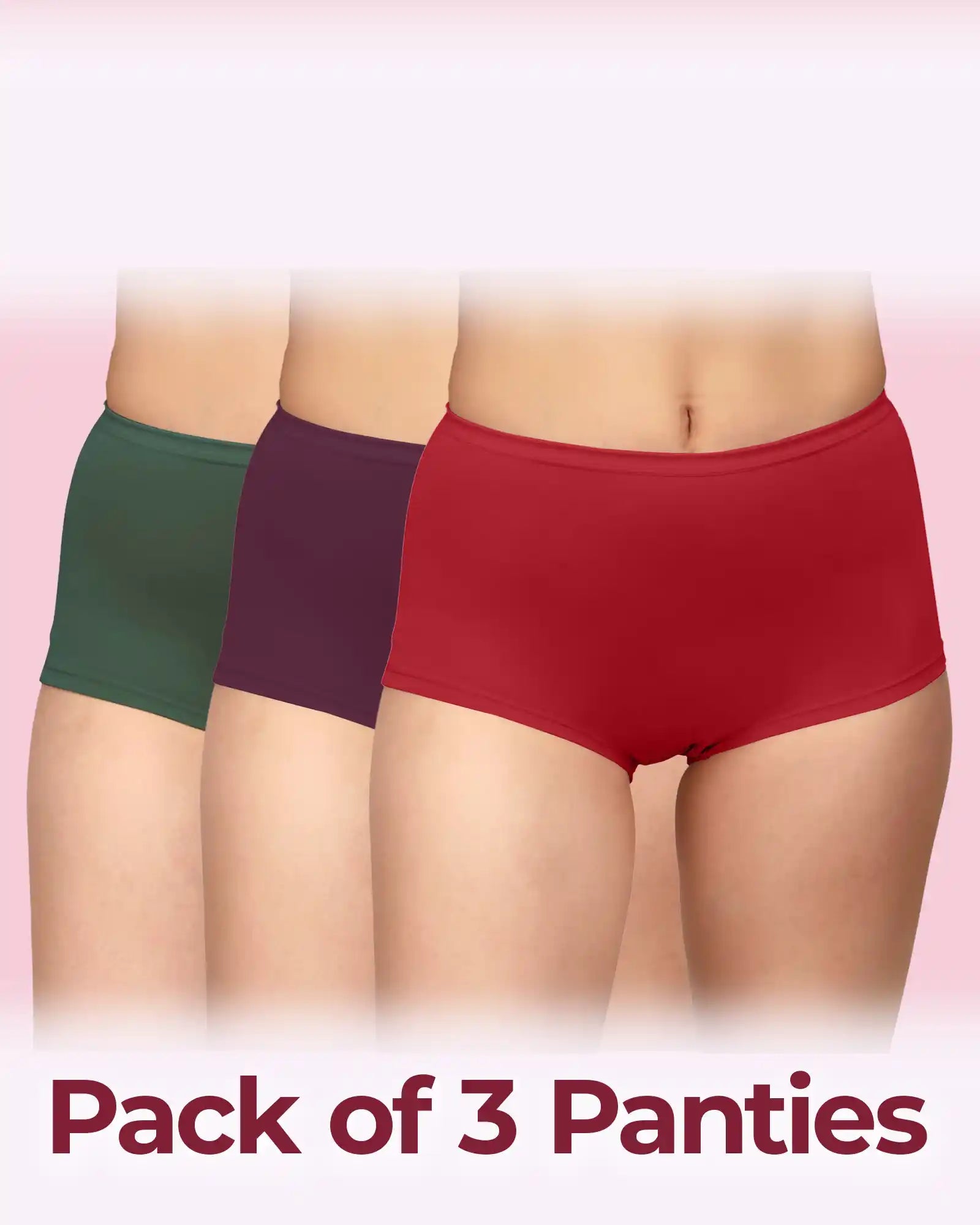 Swanz  High-Rise Cotton Stretch Boyshorts Full Coverage, Seamless Comfort Everyday Essentials (Pack Of 3))