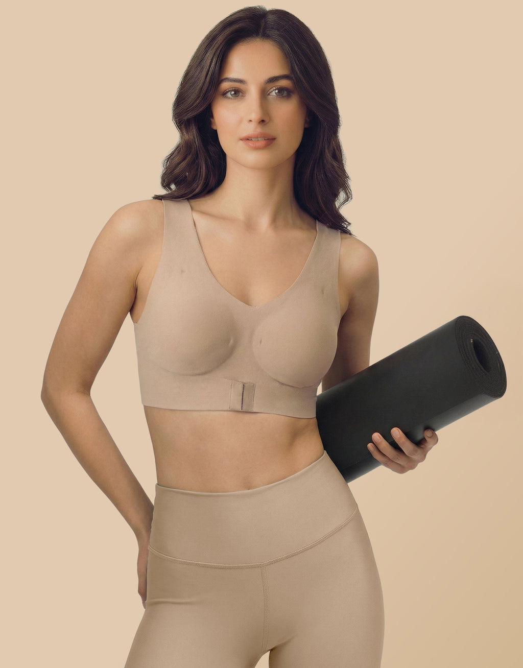 Bonded Gym Bra with Crisscross Back | Padded | Breathable Cotton (TW-SB-997)(Skin)