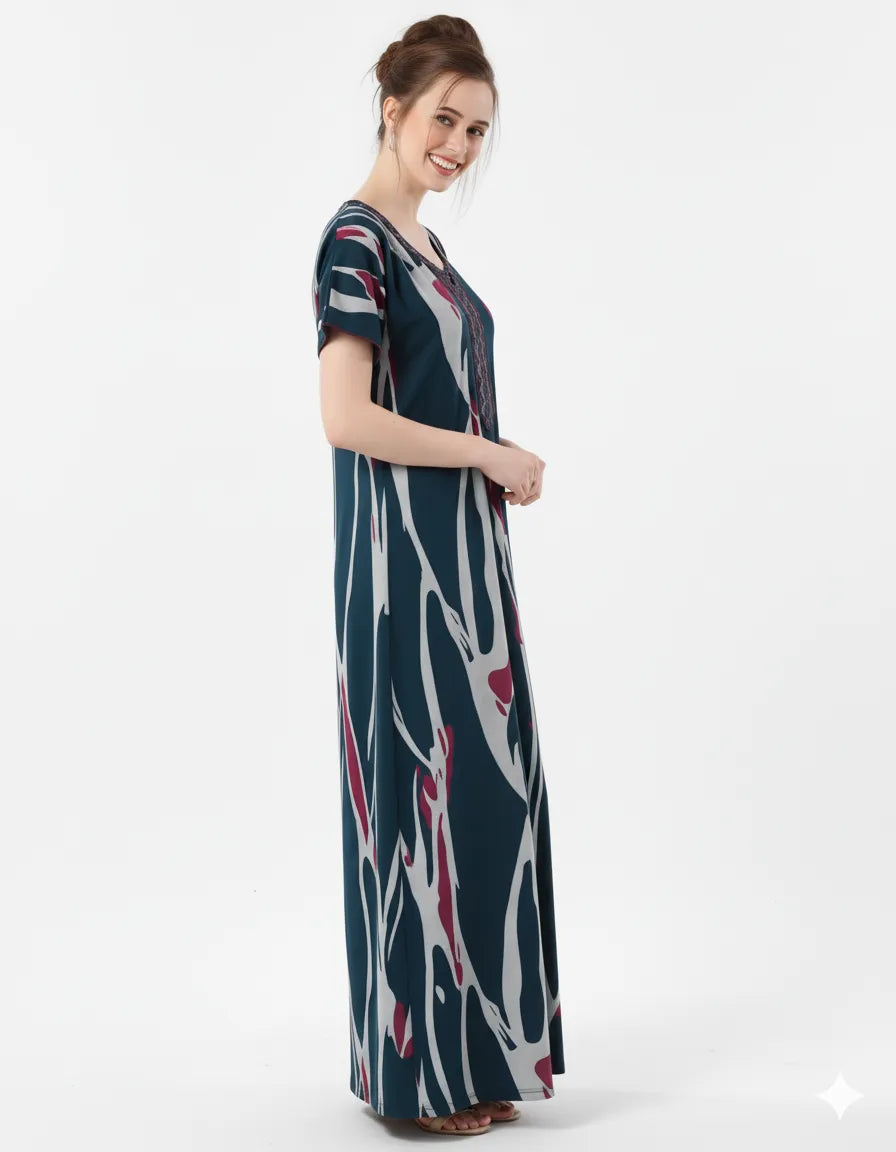 Arolisa Printed Rayon Alpine Nighty – Comfortable, Relaxed Fit (L/XL)