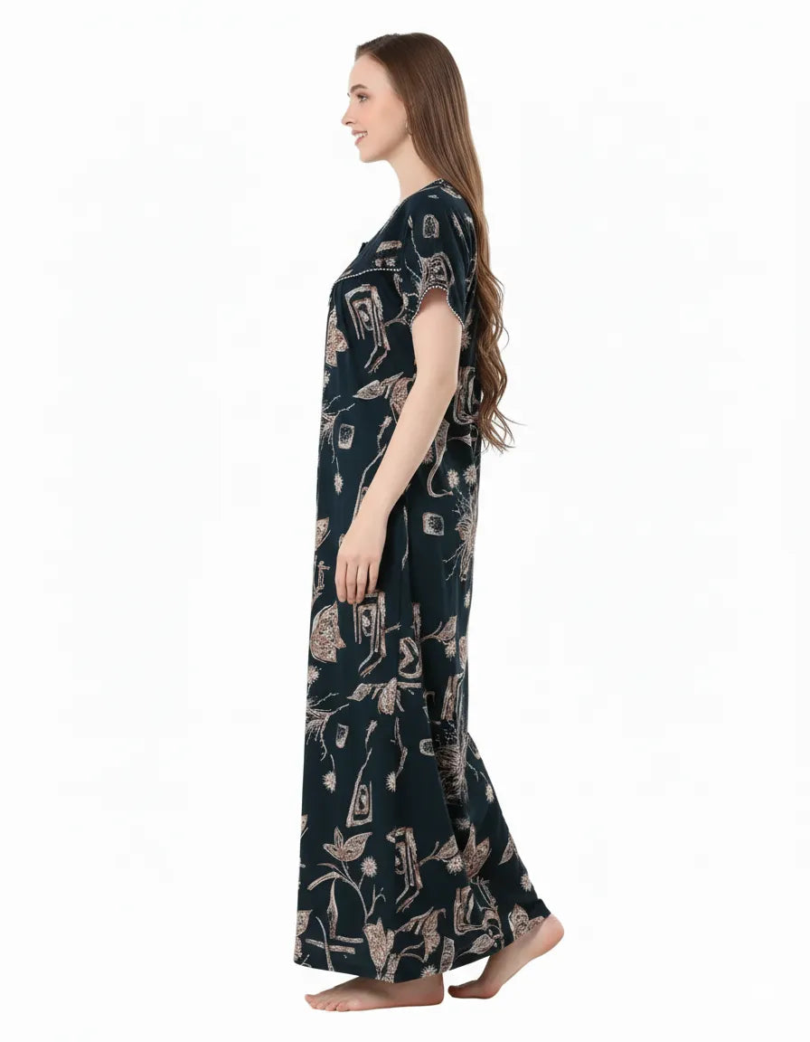 Arolisa Printed Rayon Alpine Nighty – Comfortable, Relaxed Fit (L/XL)