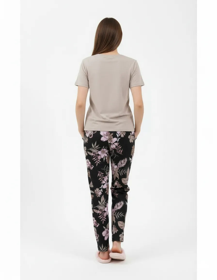 Arolisa Women’s Hosiery Lounge Set – Tee & Pyjama, Relaxed Fit