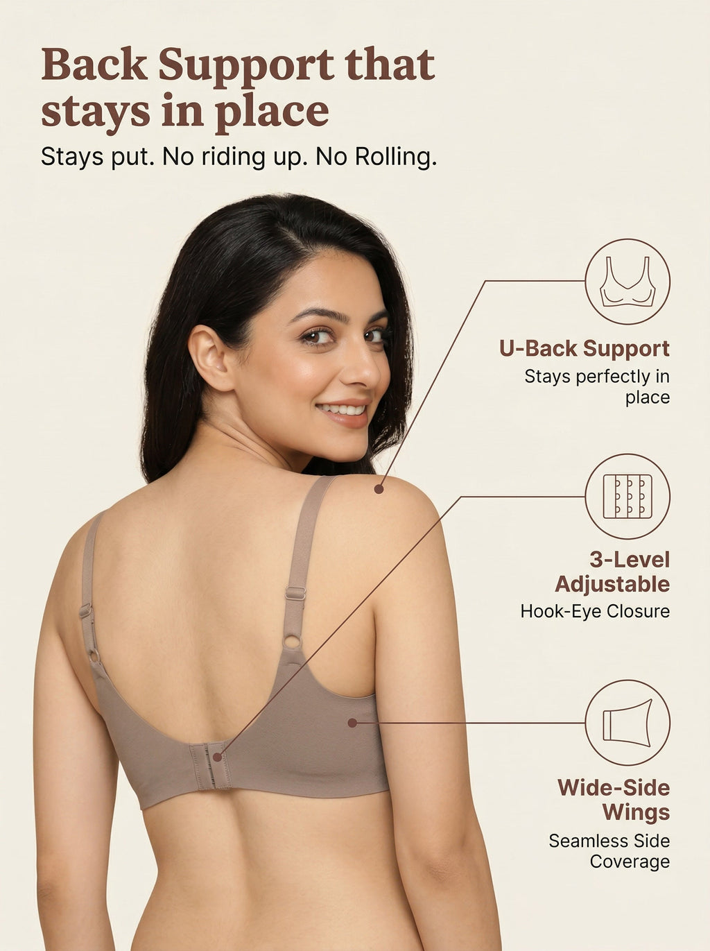 Cotton Padded Full Coverage Bonded Bra (SB-938-Fawn)