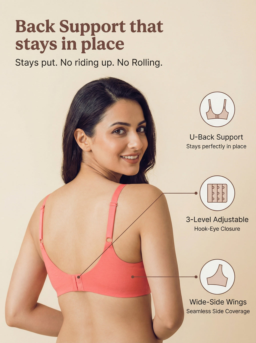 Cotton Padded Full Coverage Bonded Bra (SB-938-Coral)