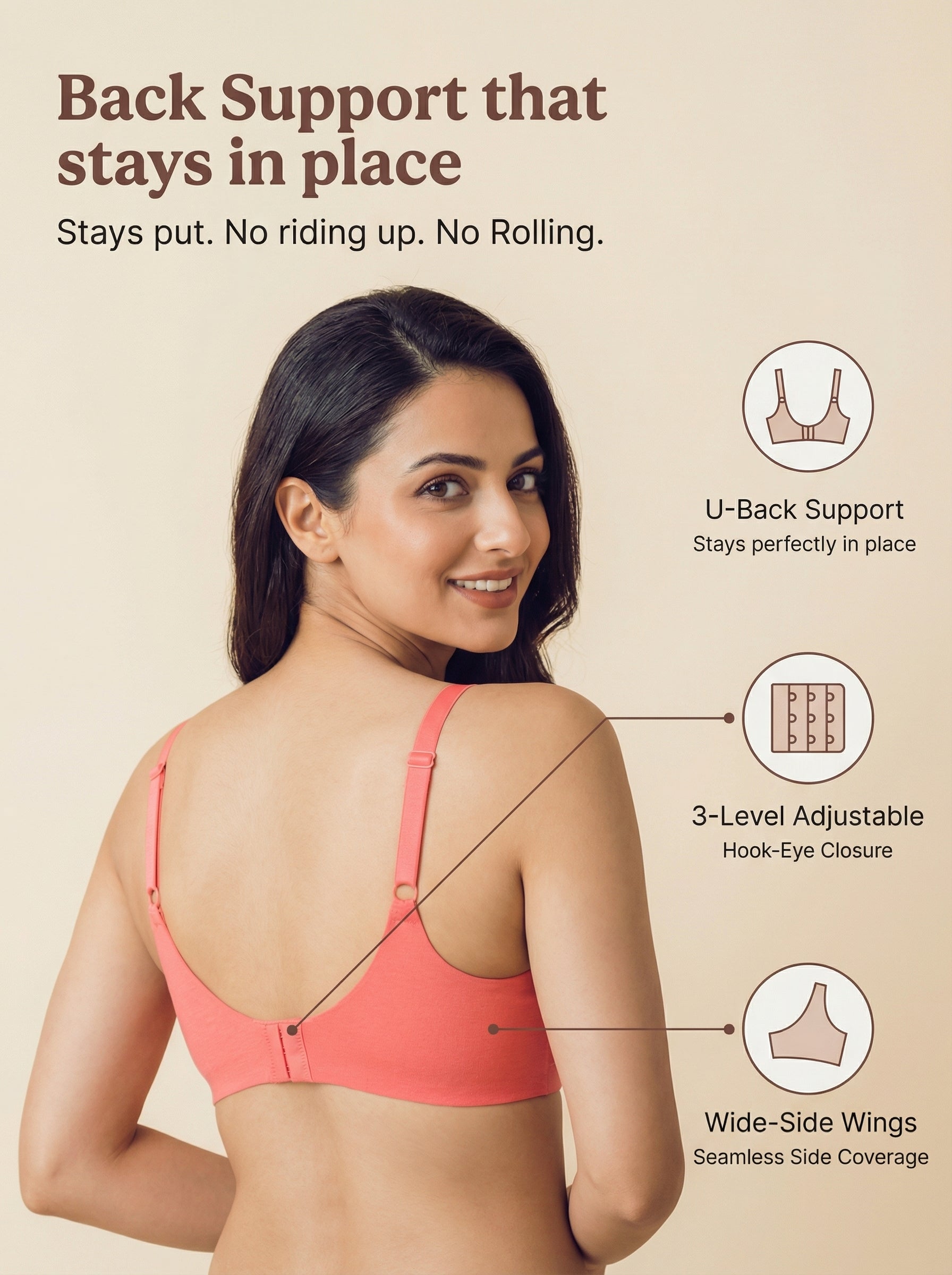 Cotton Padded Full Coverage Bonded Bra (SB-938-Coral)