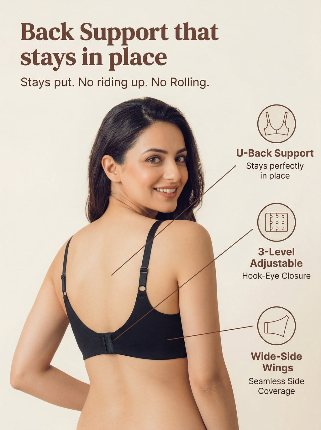 Cotton Padded Full Coverage Bonded Bra (SB-938-Black)