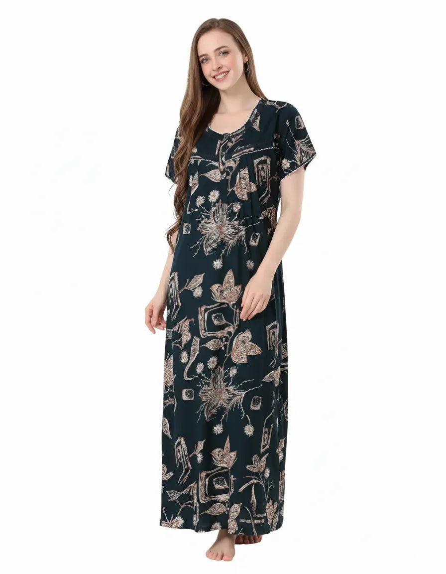 Arolisa Printed Rayon Alpine Nighty – Comfortable, Relaxed Fit (L/XL)