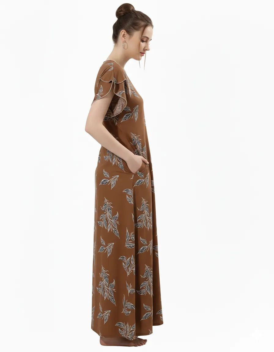 Arolisa Printed Rayon Alpine Nighty – Comfortable, Relaxed Fit (L/XL)