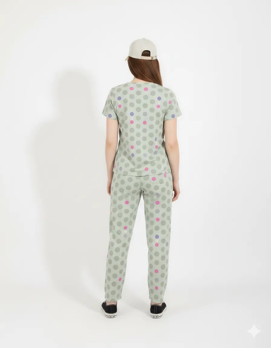 Arolisa Women’s Hosiery Lounge Set – Tee & Pyjama, Relaxed Fit