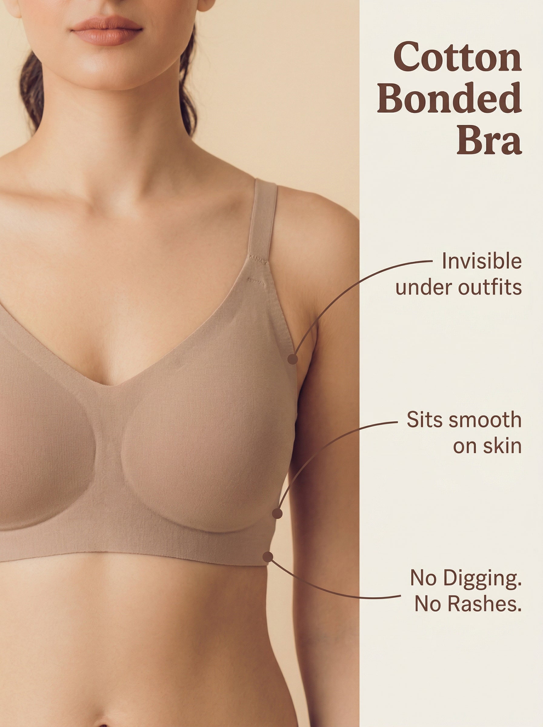 Cotton Padded Full Coverage Bonded Bra (SB-938-Fawn)