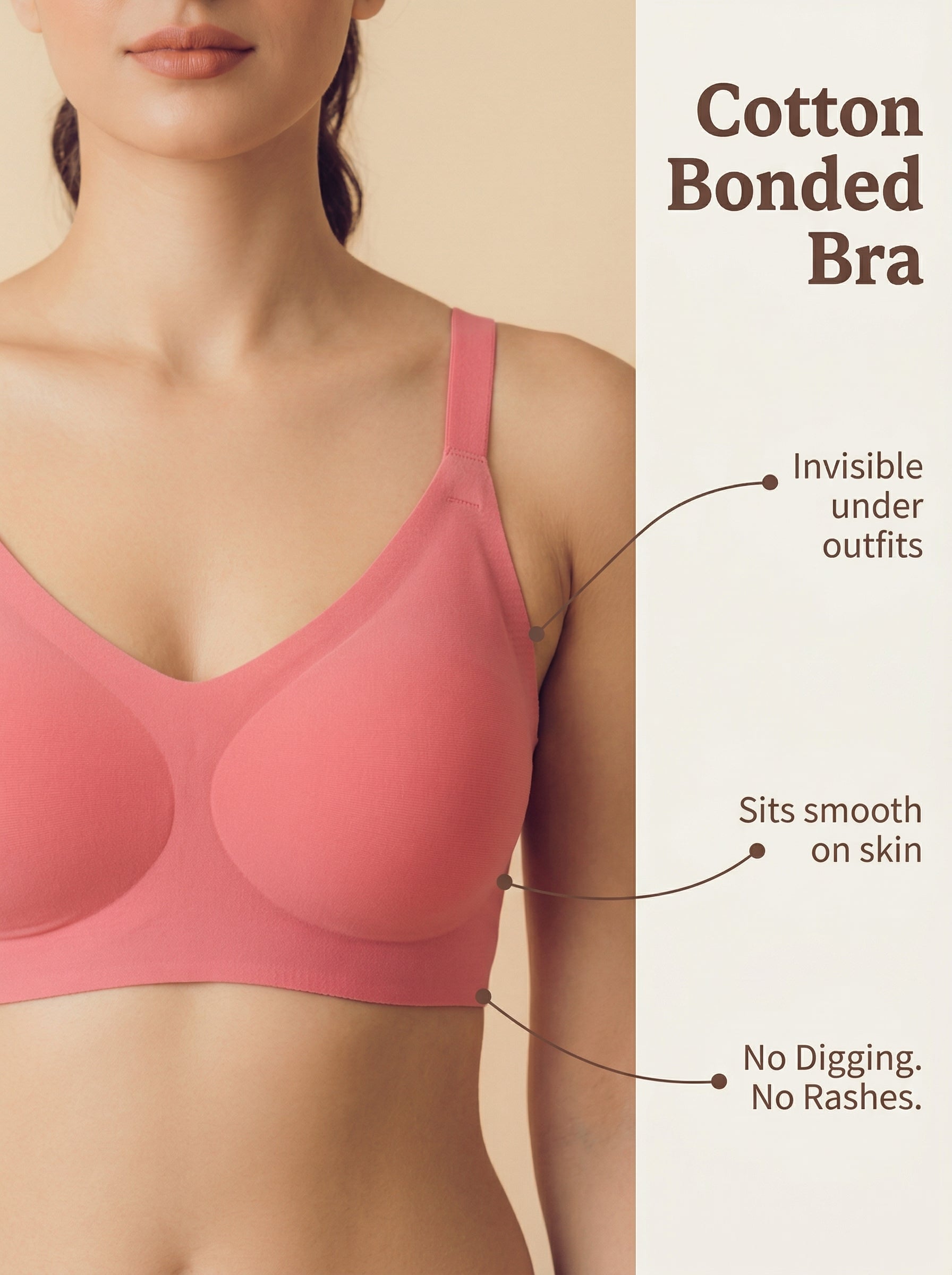 Cotton Padded Full Coverage Bonded Bra (SB-938-Coral)
