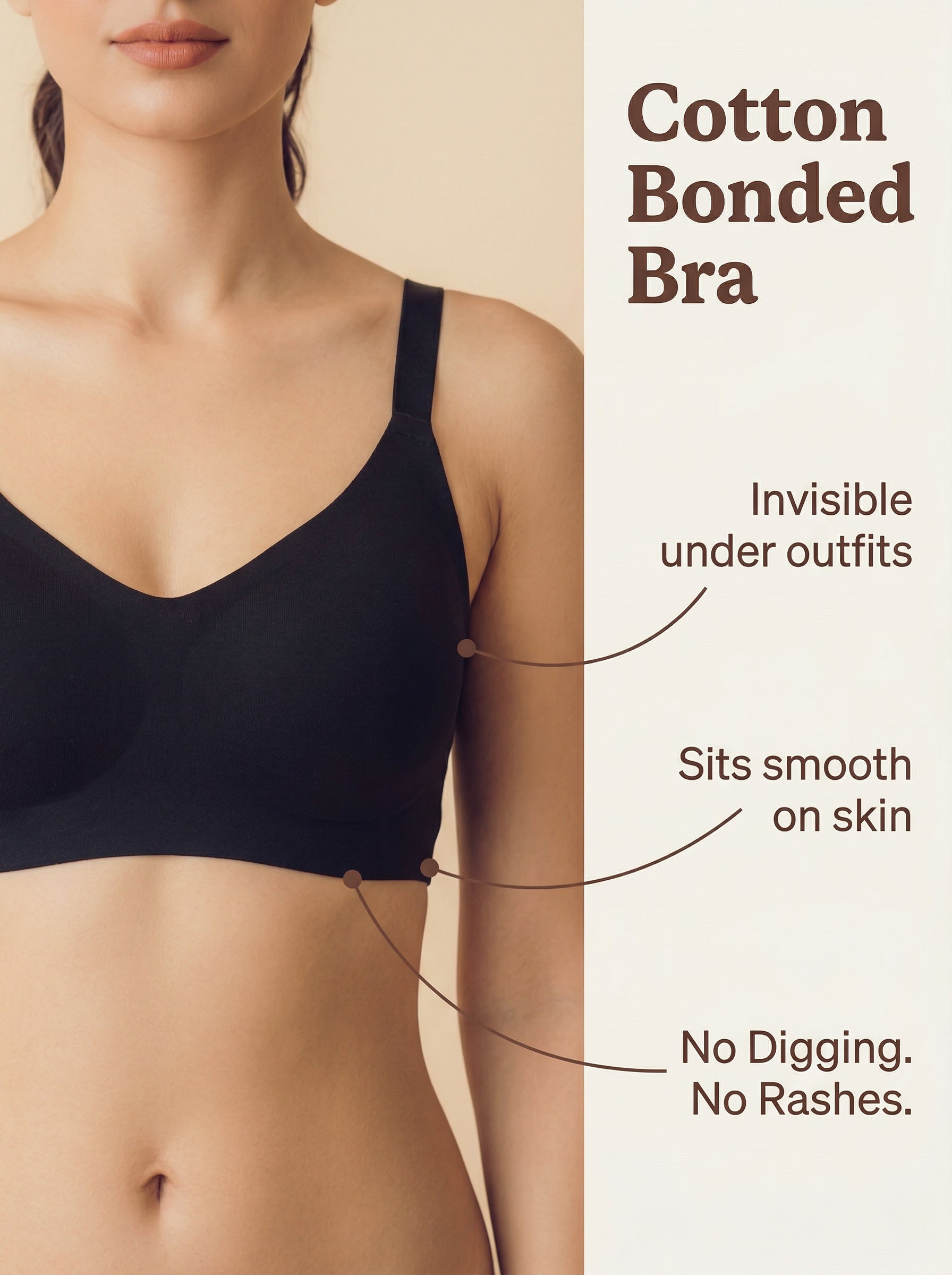 Cotton Padded Full Coverage Bonded Bra (SB-938-Black)