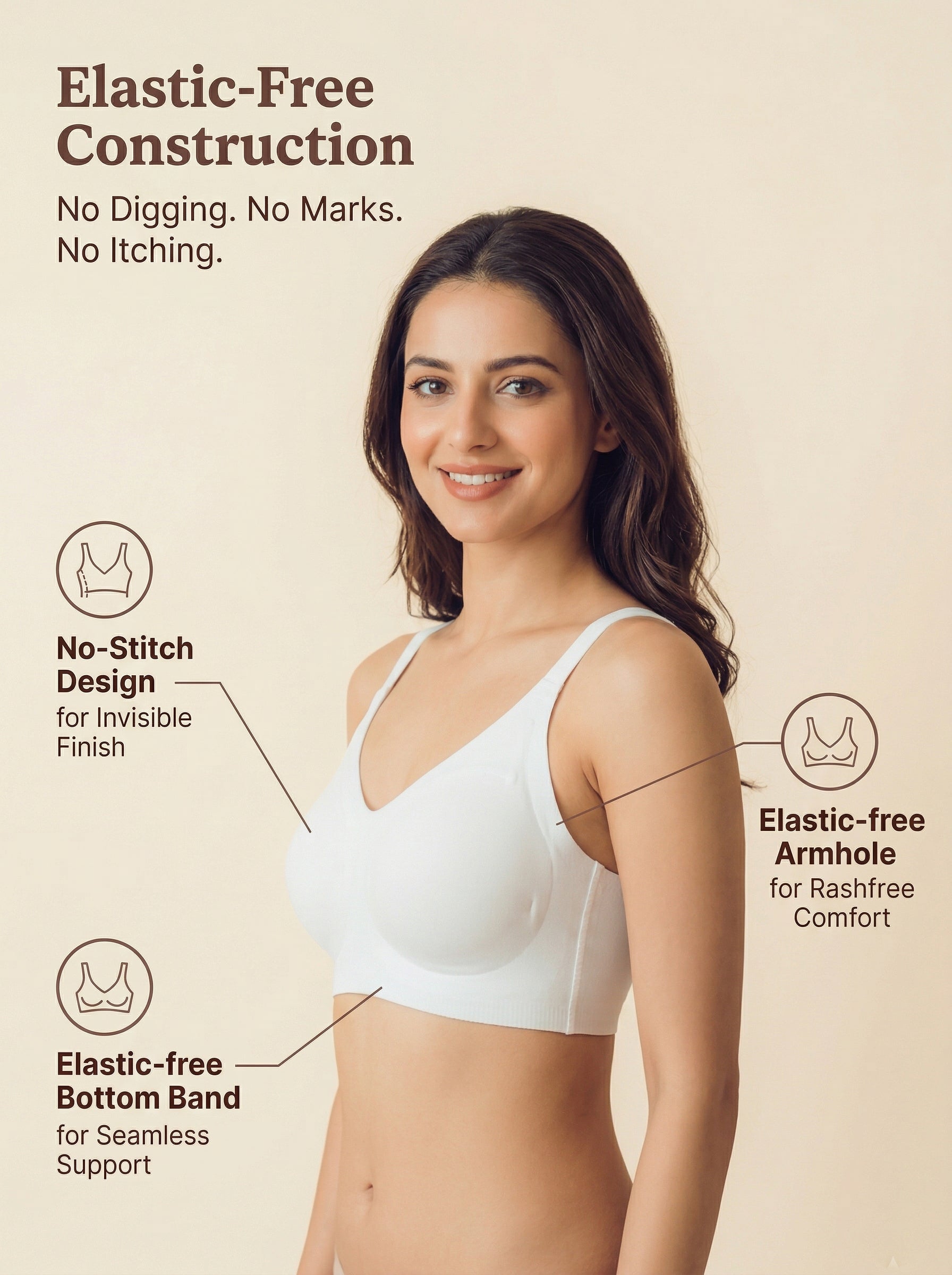 Cotton Padded Full Coverage Bonded Bra (SB-938-White)