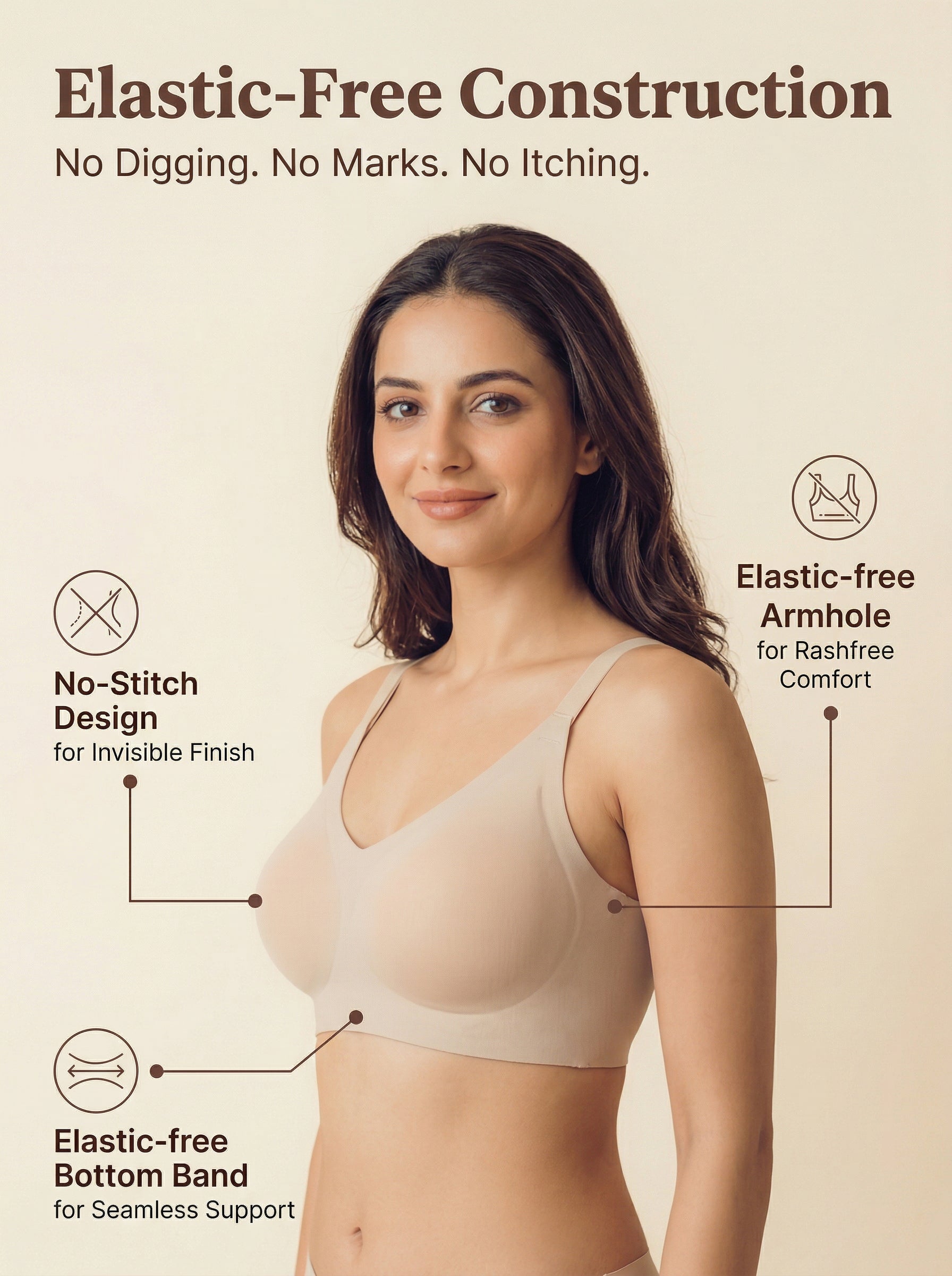 Cotton Padded Full Coverage Bonded Bra (SB-938-Skin)