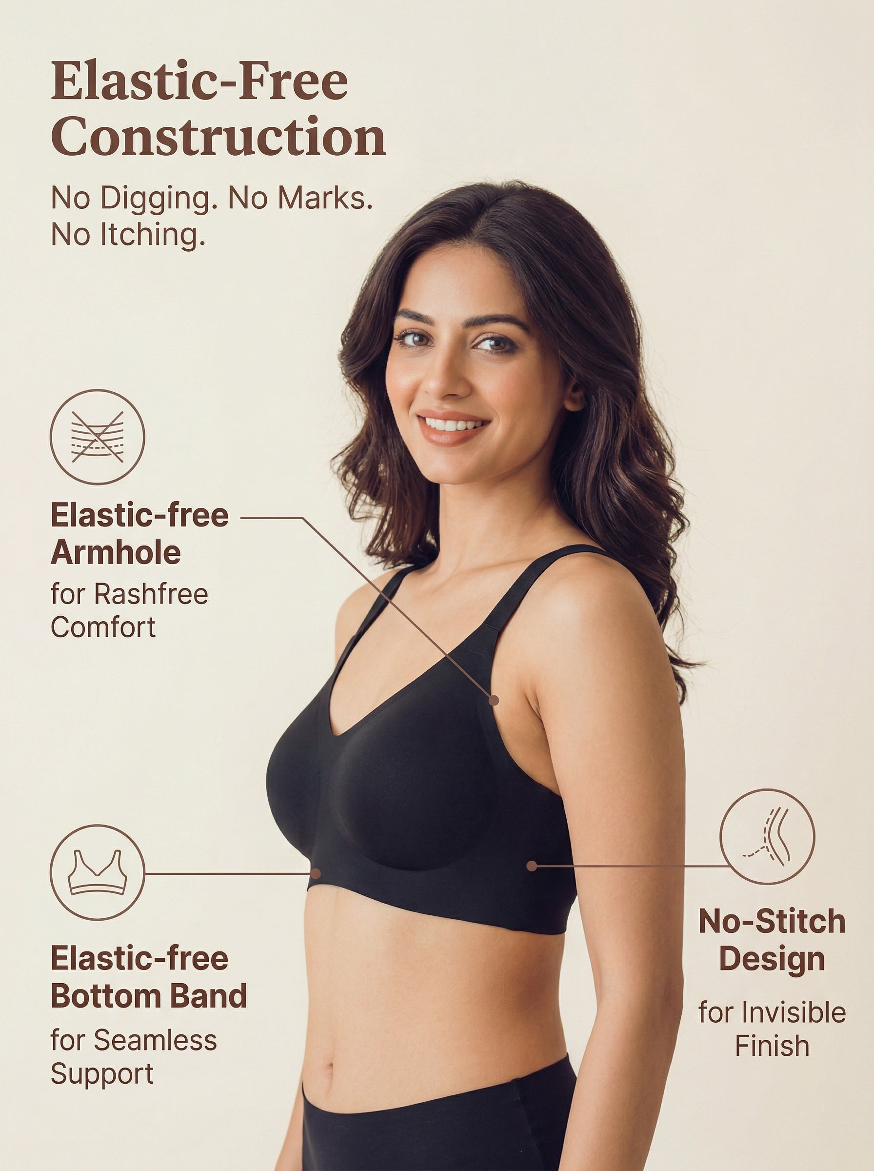 Cotton Padded Full Coverage Bonded Bra (SB-938-Black)
