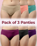 Swanz  High Coverage Cotton Spandex Hipster Panty with Stay-Fresh Treatment (Pack of 3)