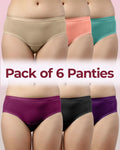 Swanz  High Coverage Cotton Spandex Hipster Panty with Stay-Fresh Treatment (Pack of 6)