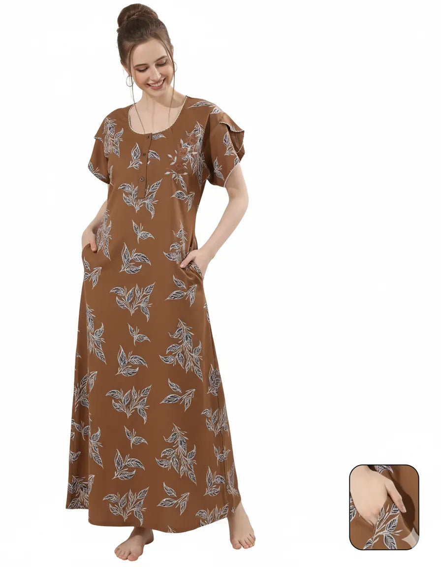 Arolisa Printed Rayon Alpine Nighty – Comfortable, Relaxed Fit (L/XL)