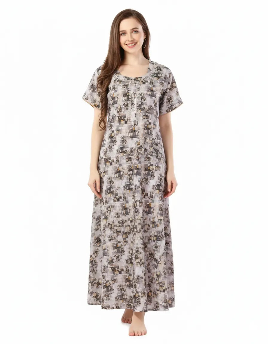 Arolisa Printed Rayon Alpine Nighty – Comfortable, Relaxed Fit (L/XL)