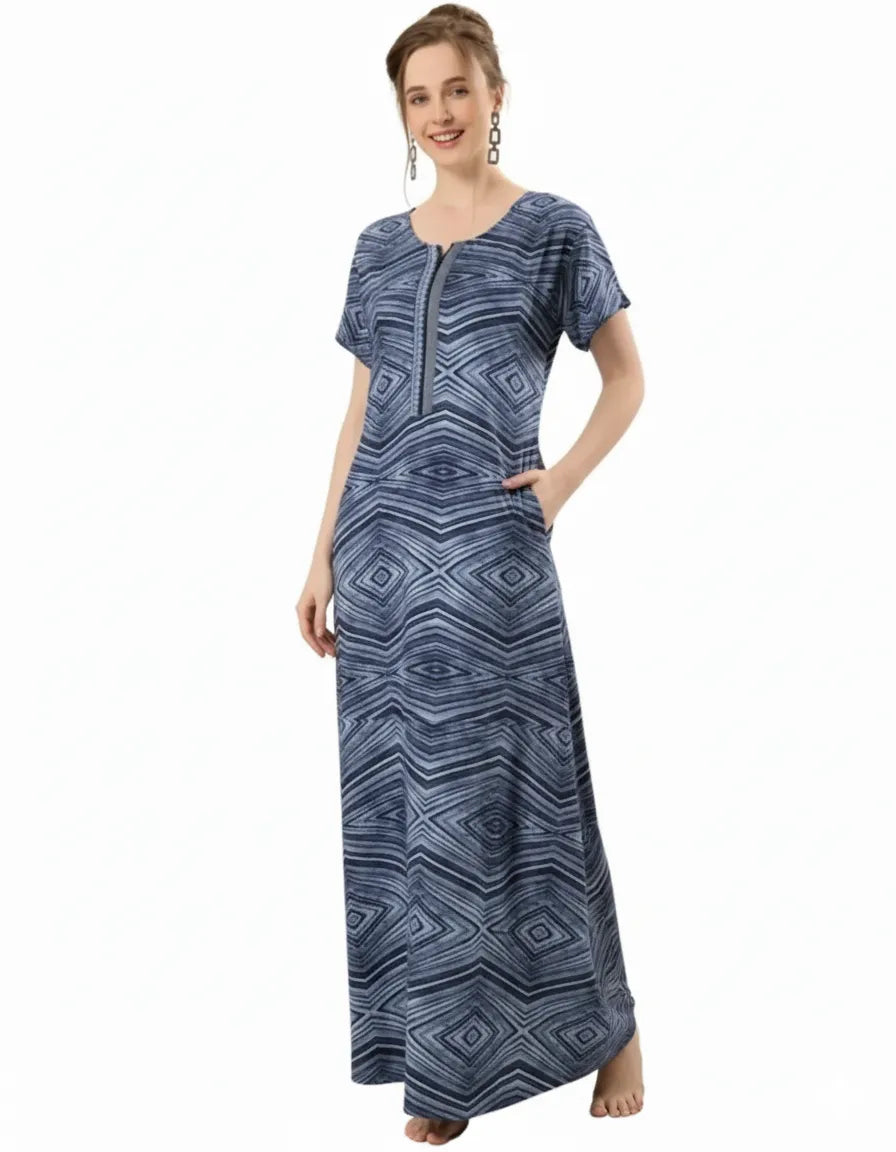 Arolisa Printed Rayon Alpine Nighty – Comfortable, Relaxed Fit (L/XL)