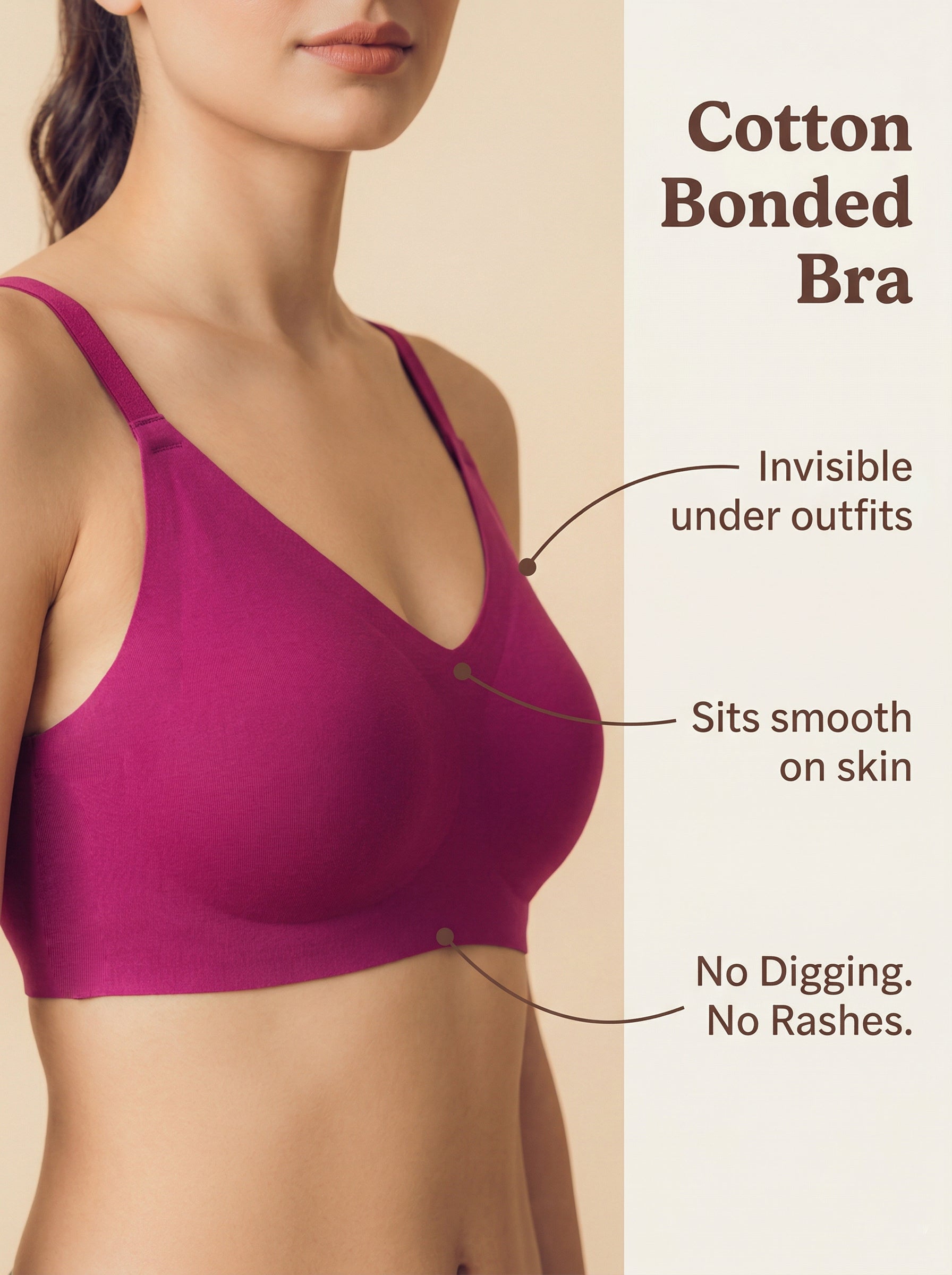 Cotton Padded Full Coverage Bonded Bra (SB-938-Wine)